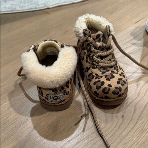 UGG Kids' Tan Leopard Boots with Shearling